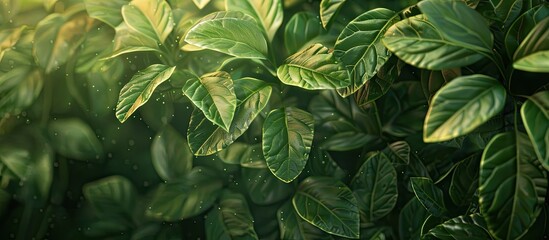 Leinwandbilder - Leaves in the background provide a serene copy space image