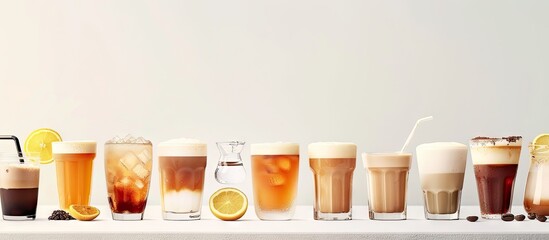 Poster - Selection of caffeinated beverages with copy space image