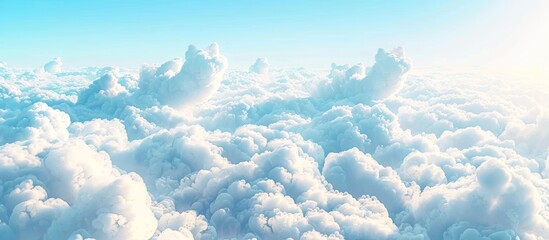 Poster - A serene light blue sky with white fluffy clouds provides a perfect copy space image