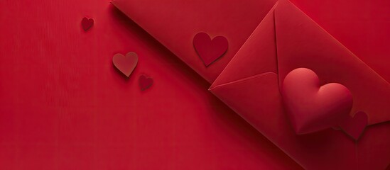 Wall Mural - Flatlay of a red happy anniversary card and a valentine s day card captured from above with copy space image