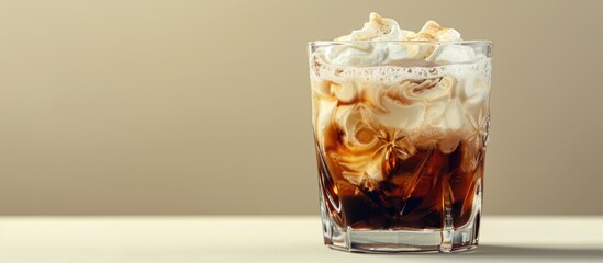 Aufkleber - Detail view of a White Russian Alcoholic cocktail with a clear area for additional content in the image