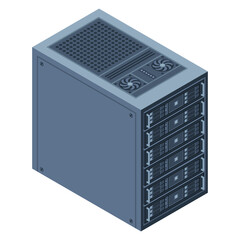 Wall Mural - Isometric server. Server racks. Server boxes isolated. Network server room. Computer network technology. Vector illustration