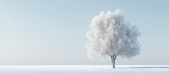 Leinwandbilder - Winter Poplar Tree. with copy space image. Place for adding text or design
