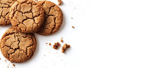 Aufkleber - white background Warm Homemade Ginger Snap Cookies. with copy space image. Place for adding text or design