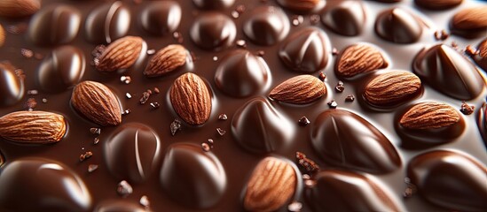 Aufkleber - Close up perspective of a chocolate bar s texture featuring almonds. with copy space image. Place for adding text or design