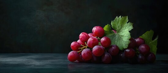Leinwandbilder - Still life featuring grapes against a dark backdrop. with copy space image. Place for adding text or design
