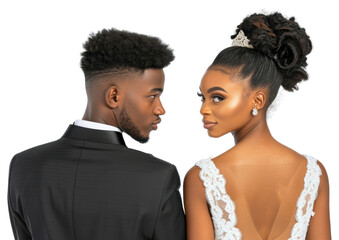 Poster - PNG  Black people couple wedding portrait adult.