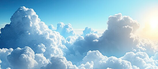 Wall Mural - blue sky with fluffy white clouds. with copy space image. place for adding text or design