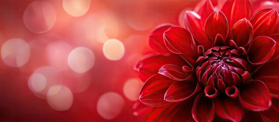 Aufkleber - Macro shot of a red dahlia flower Stunning red daisy with pink petals Chrysanthemum featuring bright petals Close up of flowers Red aesthetic Floral design Autumn garden Romantic card layout