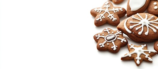 Poster - Sweet gingerbread with filling Delicious and fresh On a white background Close up. with copy space image. Place for adding text or design