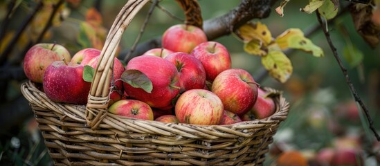 Aufkleber - Basket of harvested apples. with copy space image. Place for adding text or design