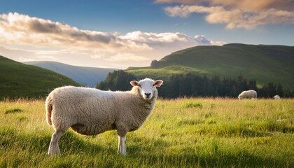 Wall Mural - sheep on a meadow