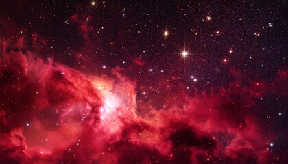 Wall Mural - crimson cosmos a breathtaking expanse of deep red nebula clouds speckled with shimmering gold stars evokes the awe inspiring beauty and mystery of the universe