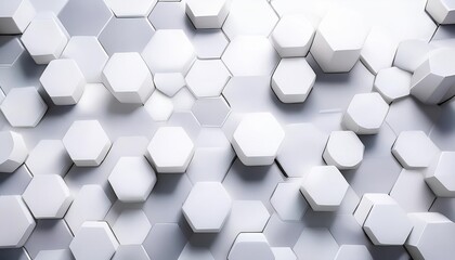 Wall Mural - abstract white hexagonal shapes on a light grey background creating a modern and clean design