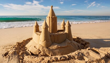 simple sandcastle on a beach