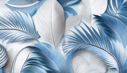 Wall Mural - mural wallpaper palm leaves graphics blue tone