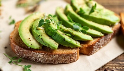 Wall Mural - healthy avocado toast with herbs