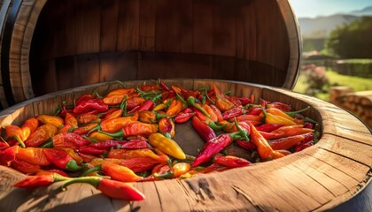 fresh hatch chilis in an outdoor barrel roaster getting ready to be cooked