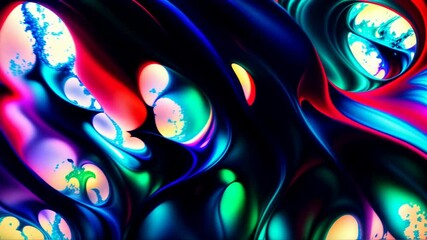 Wall Mural - abstract digital art background with bright paint pattern and colorful liquid fluid wave design. smooth motion. looped animation. seamless footage.