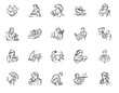 © Elenba - For lifestyle and web design, linear minimalist art icons depicting everyday activities in black and white