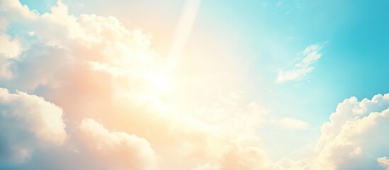 Wall Mural - warm blue cloudy sky background sunny evening. with copy space image. place for adding text or desig