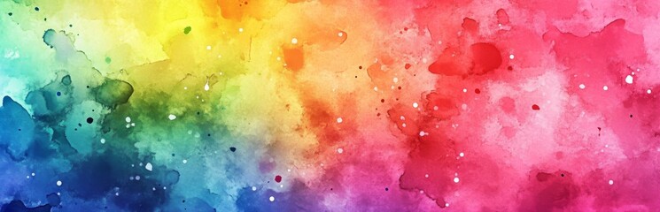 Abstract Watercolor Rainbow Background with Colorful Splashes and Texture