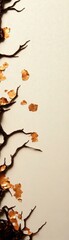 Wall Mural - a minimalist design featuring abstract branches and autumn leaves against a neutral background, perf