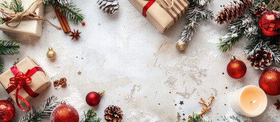 Poster - Christmas winter New Year theme Flat lay top view copyspace