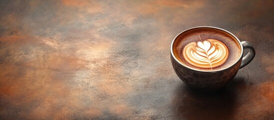 Aufkleber - Latte coffee in a zinc cup with a local style and copy space