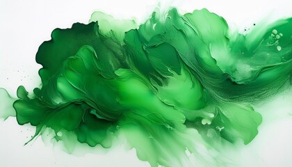 Poster - abstract green splash paint with paper texture ink design color wallpaper background