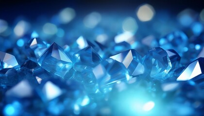 Wall Mural - dynamic blue spectrum bokeh crystals moving in space