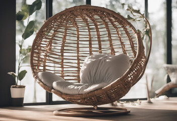 Collection of modern comfortable papasan lounge chairs isolated on transparent background