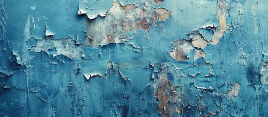 Grungy blue backdrop featuring the natural texture of old cement or stone as a retro patterned wall Conceptual wall banner grunge material or construction. with copy space image