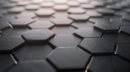 Fototapete - Blockchain technology with hexagonal patterns