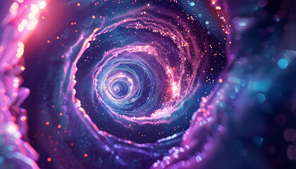 Wall Mural - A spiral of purple and blue colors with a lot of sparkles