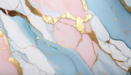 Wall Mural - pastel colored marble texture with golden vein generative ai