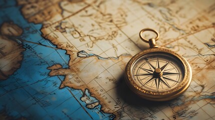 a compass lying atop a geographic map symbolizing the importance of direction navigation and guidanc