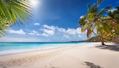 escape to paradise with this vibrant illustration of a tropical beach scene