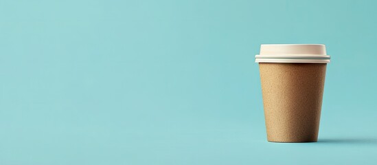Aufkleber - one cup of takeaway coffee on a blue backdrop. with copy space image. Place for adding text or design