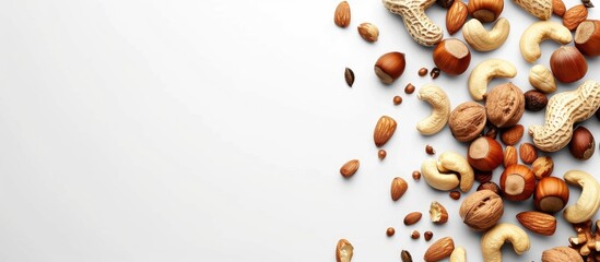 Aufkleber - Mixed nuts on a white background Top view Copy space