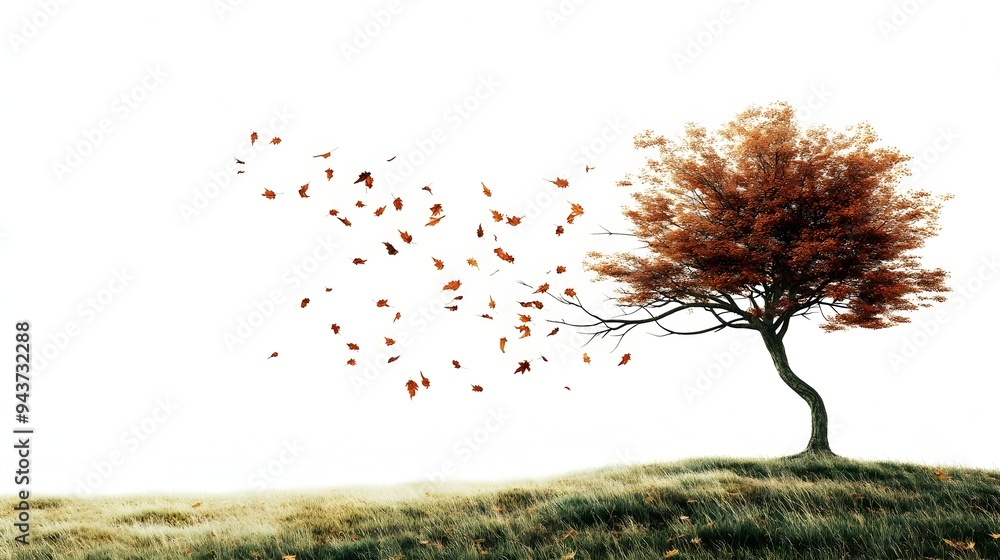 Symbolic Changing Seasons in Nature Falling Leaves and Copy Space A ...