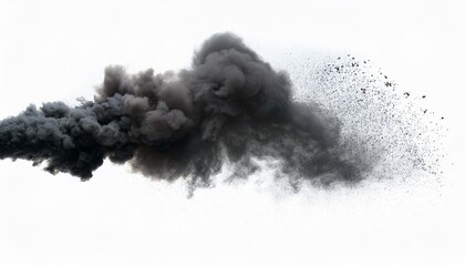 black smoke with dusts on empty transparent background isolated abstract brush generative ai