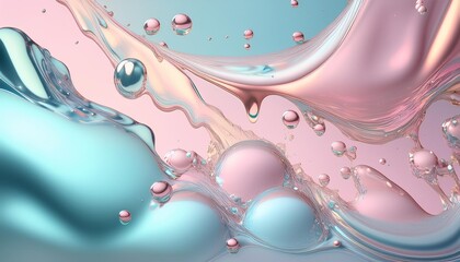 Wall Mural - beautiful cute pastel cartoon water liquid abstract abstract background with splashes