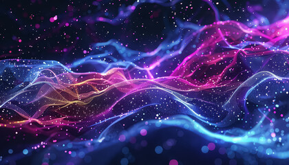 Wall Mural - A colorful wave of light with purple, blue, and red colors