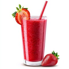 Wall Mural - Strawberry Smoothie with Straw.