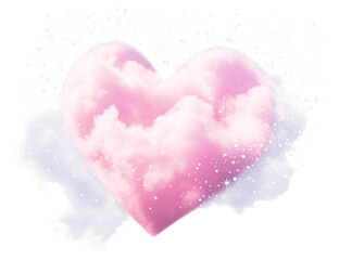 Wall Mural - PNG  Dreamy pink cloud heart