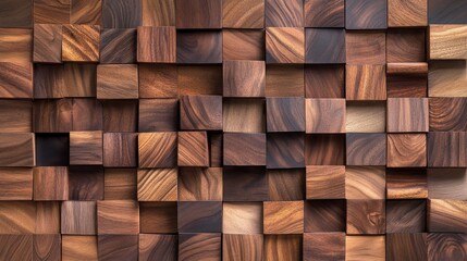 Wall Mural - Wooden Wall Panel Texture, Abstract Brown Wood Grain Background, Natural Wood Block Pattern