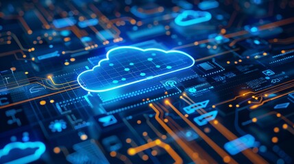 Aufkleber - Futuristic interface showing cloud storage expansion