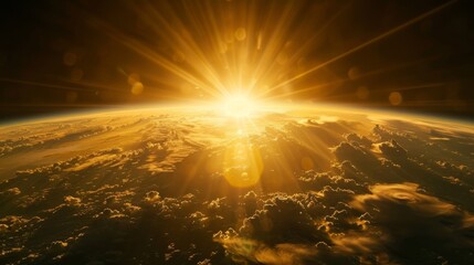 Poster - Golden sunlight emerging over Earth creating a stunning silhouette