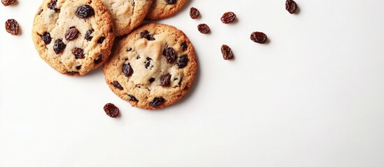 Aufkleber - Homemade butter cookies with raisins White background Copyspace